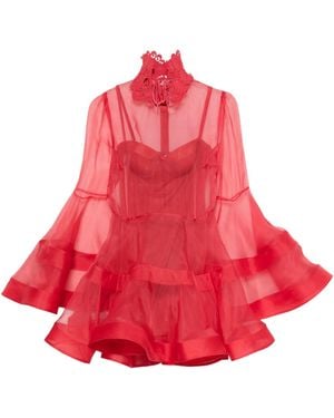 Zimmermann Rebellion Lantern Lace-collar Layered Mini Dress