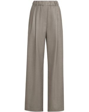 Brunello Cucinelli Sparkling Virgin-wool Pinstripe Track Pants With Monili - Gray
