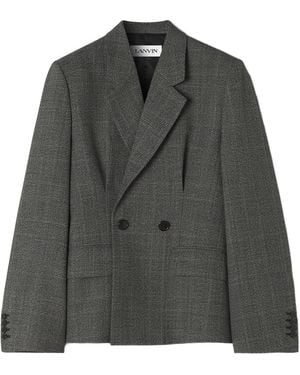 Lanvin Checked Double-breasted Blazer - Grey