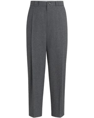 Brunello Cucinelli Virgin-wool, Cotton And Silk Moulinè Trousers With Pleat - Grey