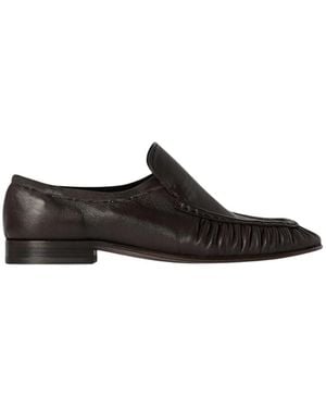 The Row Soft Moccasin Two Leather Loafers - Black