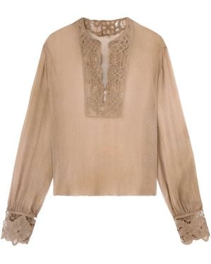 Ermanno Scervino Floral Cut-work Blouse - Natural