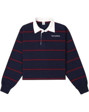 SPORTY&RICH Serif Logo Rugby Polo - Navy/white/merlot - Blue