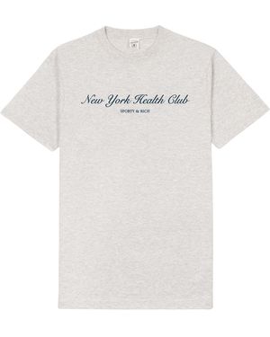 SPORTY&RICH Ny Health Club T-shirt - Heather Gray/navy - White