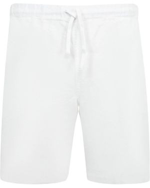 120% Lino Drawstring Linen Shorts - White