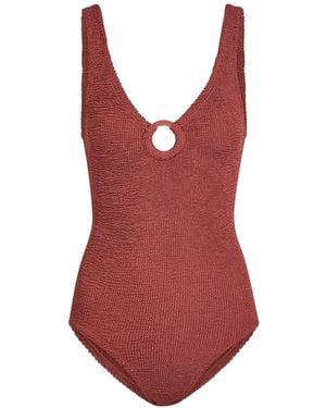 Hunza G Celine Ring-Detail Swimsuit - Red