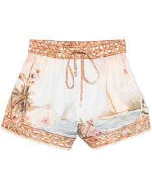 Zimmermann Mahon Linen Shorts - White