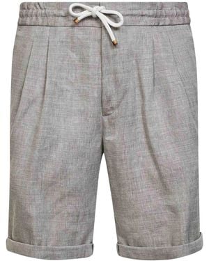 Brunello Cucinelli Chevron-pattern Pleated Shorts - Gray