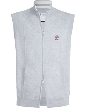 Brunello Cucinelli Logo-detail Zipped Vest - Blue