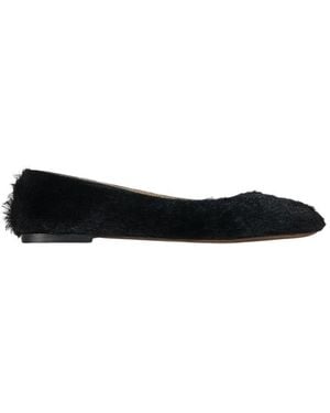The Row Square Ballet Flat In Pony - Black