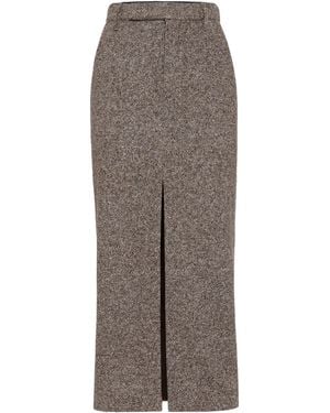 Brunello Cucinelli Slit-front Pencil Maxi Skirt - Brown
