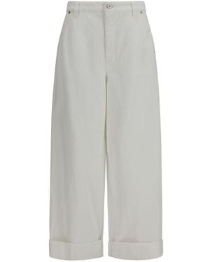 Brunello Cucinelli Wide-leg Turn-up Pants - White