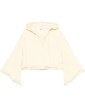 Zimmermann Cropped Cotton Hoodie - White