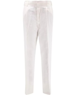 Brunello Cucinelli Buttoned Pleated Trousers - White