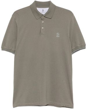 Brunello Cucinelli Logo-embroidered Cotton Polo Shirt - Grey