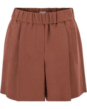 Brunello Cucinelli Elasticated-waistband Shorts - Brown
