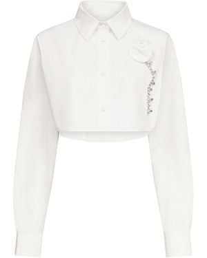 Area Crystal-embellished Cropped Shirt - White