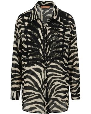 Ermanno Scervino Zebra-print Lace-embroidered Shirt - Black