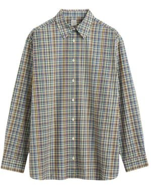 TOTEME Classic Check Shirt Blue/orange - Grey