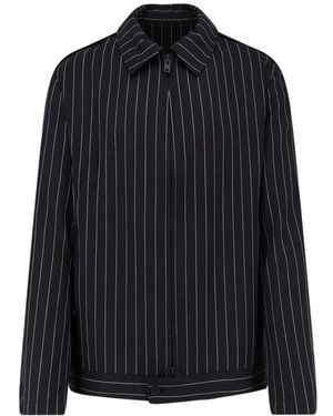 Y-3 Pinstripe Zip-up Overshirt - Blue