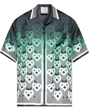 CASABLANCA Silk Gradient Geometric Pattern Short-Sleeve Shirt - Green