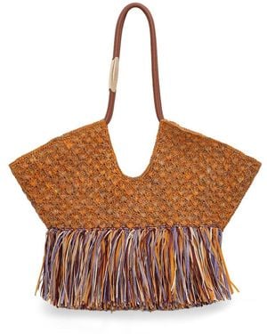 Zimmermann Goldentime Medium Fringe Tote - Brown