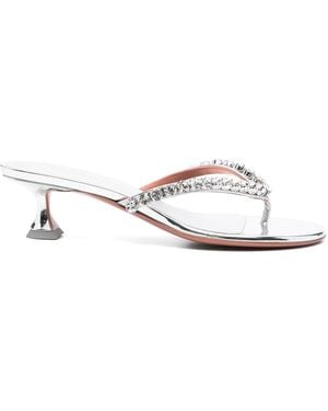 AMINA MUADDI 45mm Crystal-embellished Mules - White
