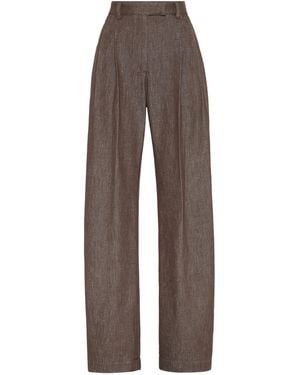 Brunello Cucinelli Loose-fit Curved Trousers - Brown