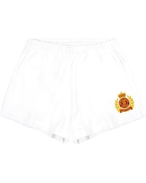 SPORTY&RICH Ny Crest Embroidered Disco Short - White