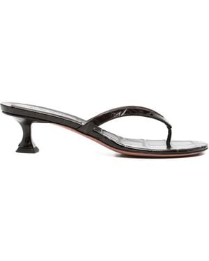 AMINA MUADDI Juliette Crocodile-effect Leather Sandals - White