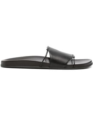 The Row Vivienne Leather Slide Sandals - White
