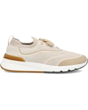 Brunello Cucinelli Trainers With Lace-Up Detail - White