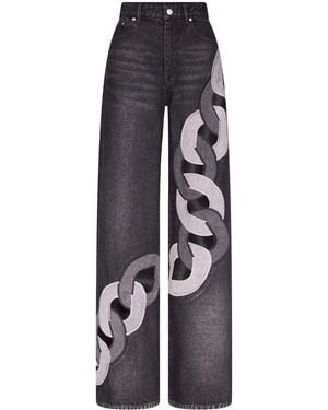 Area Chain-detail Wide-leg Jeans - Blue