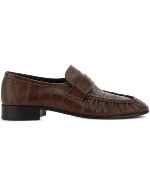 The Row Textured Leather Loafers - Brown