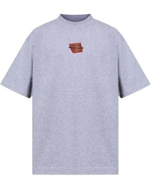 Balenciaga Taped Logo-print Cotton T-shirt - Blue