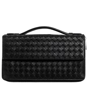 Bottega Veneta Intrecciato Piccolo Zip-around Organizer - Black