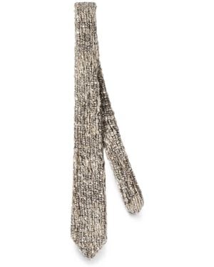 Brunello Cucinelli Dazzling Craquelè Embroidery Tie In Mohair And Wool - White