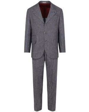 Brunello Cucinelli Single-breasted Linen Suit - Grey