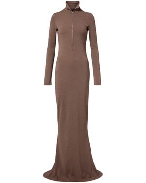 Mugler Zip High-neck Dress - Brown
