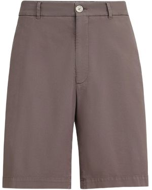 Brunello Cucinelli Garment-dyed Button-fastening Cotton Shorts - Grey