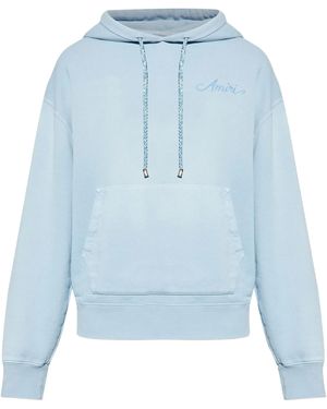 Amiri Embroidered-logo Hoodie - Blue