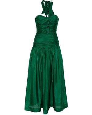 Zimmermann Halter Ruched Midi Dress - Green