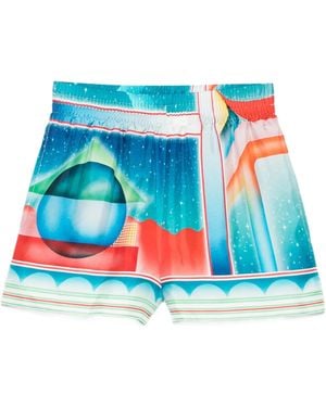 CASABLANCA Galaxy Court Silk Shorts - Blue