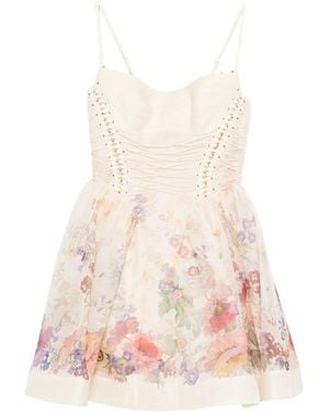 Zimmermann Floral Corset Mini Dress - White