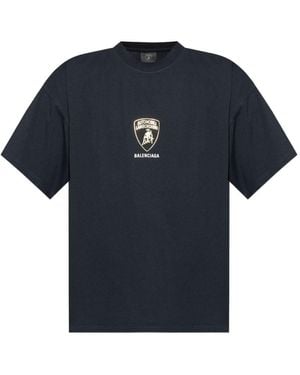 Balenciaga X Automobili Lamborghini Logo-print T-shirt - Blue