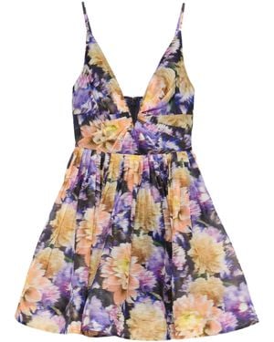 Zimmermann V-neck Floral Mini Dress - White