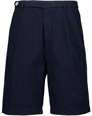 Brunello Cucinelli Pleated Cotton Shorts - Blue
