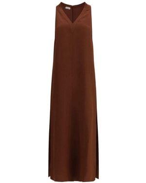 Brunello Cucinelli V-neck Dress - Brown