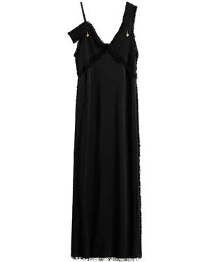 TOTEME V-neck Raw Slip Dress Black
