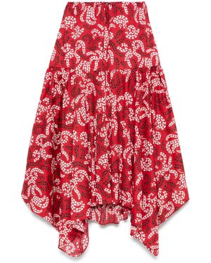 Lanvin Leaf-print Midi Skirt - Red